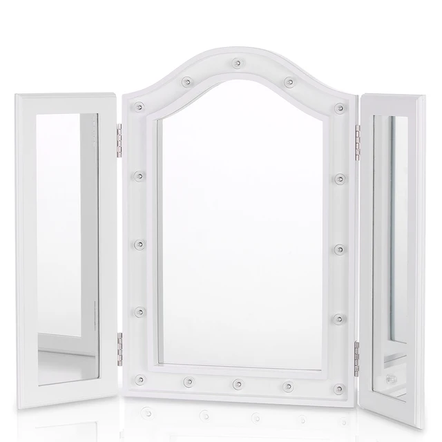 Tri Fold Vanity Mirror With Lights Best Online Shop IKayaa LED Lighted Makeup Mirror Cosmetic Mirror Trifold Tri Fold Vanity Mirror With Lights Best Online Shop IKayaa LED Lighted Makeup Mirror Cosmetic Mirror Trifold