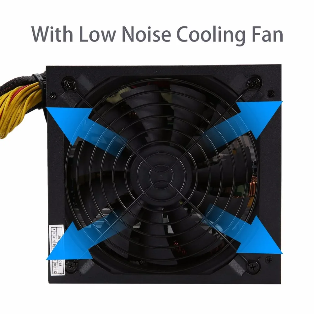 1600W Modular Power Supply For 6 GPU Eth Rig Ethereum Coin Mining Miner Machine with Low Noise Cooling Fan for Miner and Server