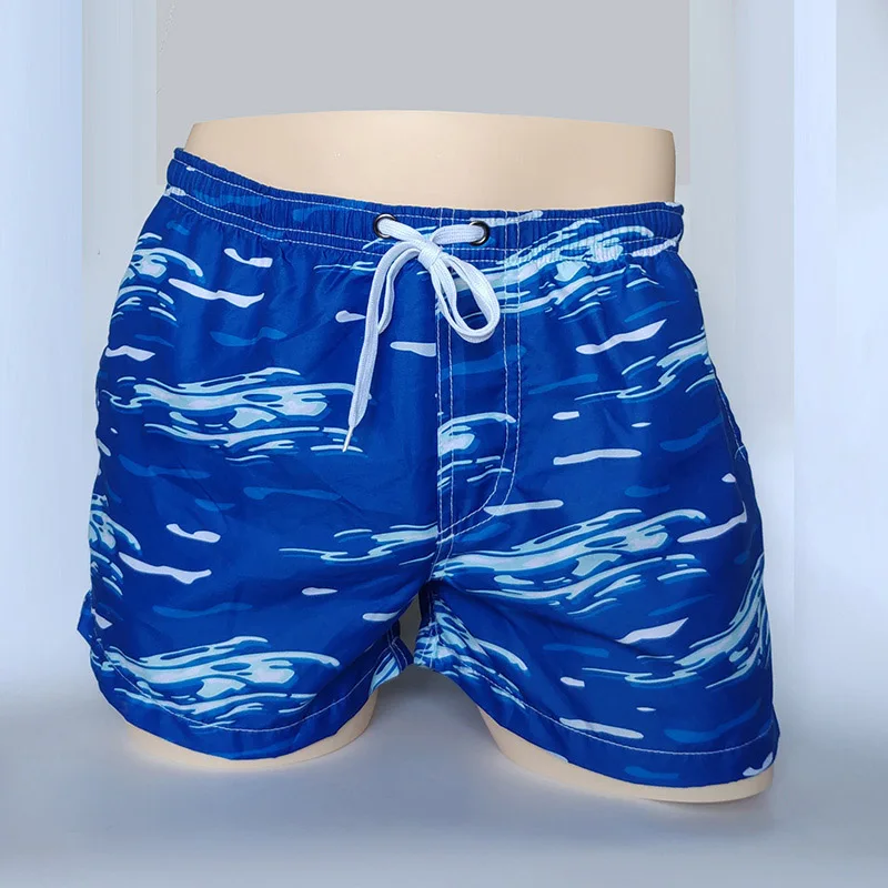 Бренд BEIBUZI мужские пляжные шорты с принтом и быстросохнущие шорты пляжные красочные повседневные летние пляжные шорты маленькие боксеры - Цвет: Wave