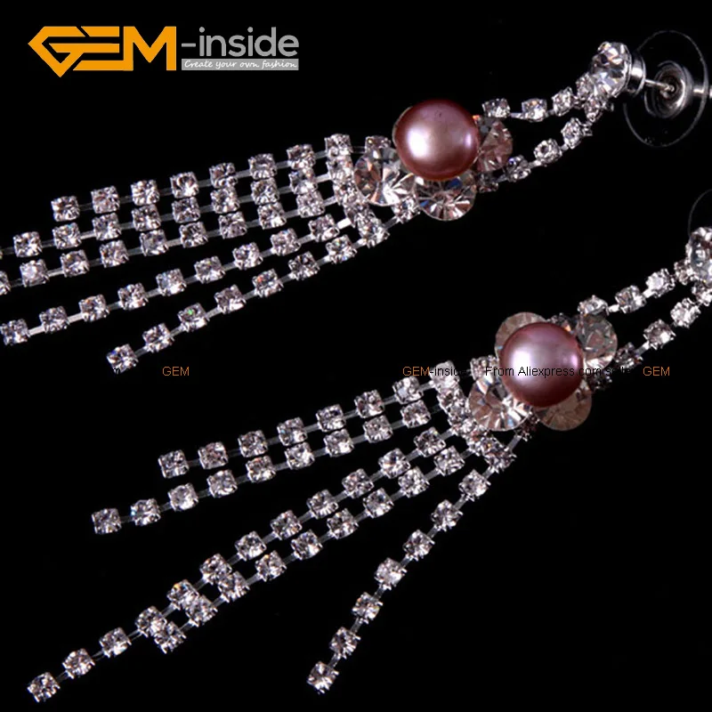 9mm Round Freshwater Pearl Silver Plated Fashion Jewelry Stud Earrings 1 Pair