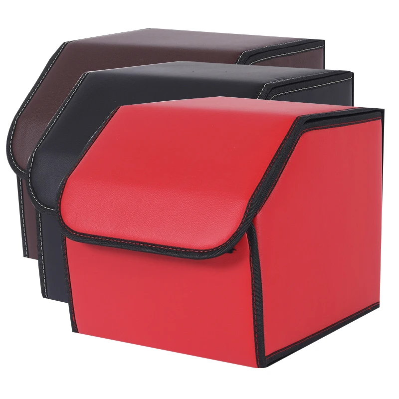 

XIAOBAISHU Car storage box Car trunk organizer case storage bag car garbage tool bag PU leather bag folding large cargo storage