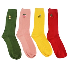 Зима,, забавные, милые, с рисунком банана, вишни, авокадо, фруктов, для женщин, девушек, хлопковые свободные носки, Япония, Харадзюку, желтый дизайн