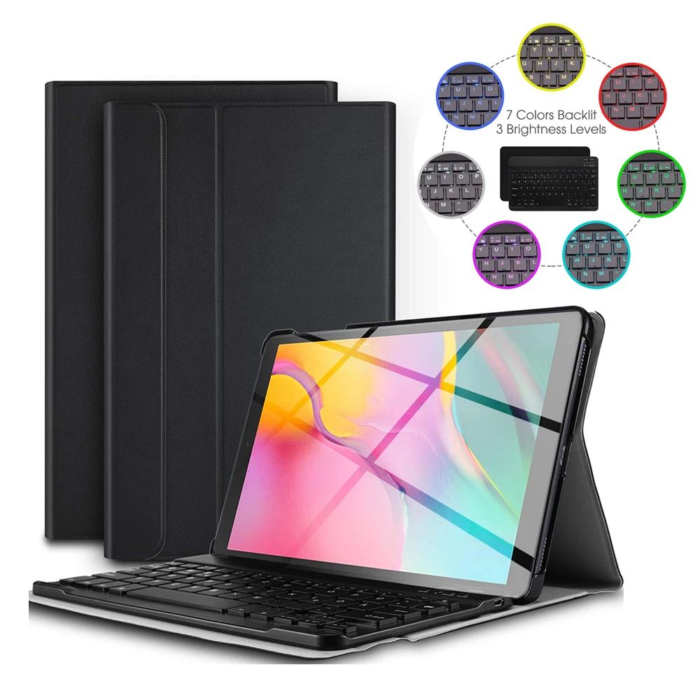 

Spanish Keyboard Case For Samsung Galaxy Tab A 10.1 2019 T510 T515 Tablet Case Backlit wireless Keyboard Leather Flip Stand Case