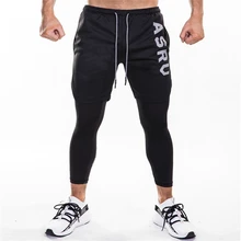 Новые спортивные штаны мужские быстросохнущие дышащие Ложные 2 штуки девять точек брюки для бега на открытом воздухе модные обтягивающие брюки для фитнеса