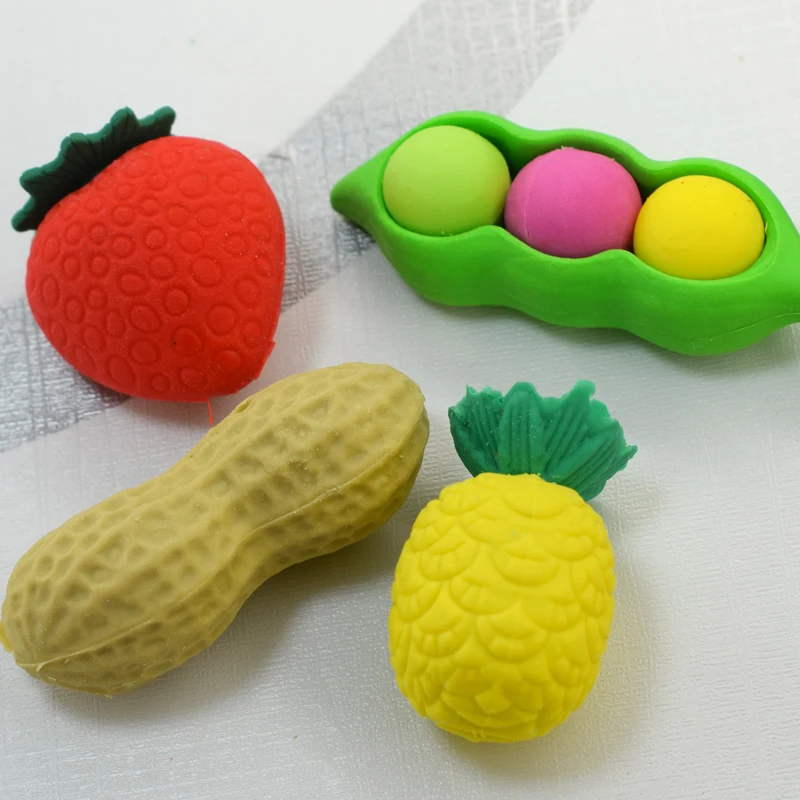 1 упаковка мягкий прочный фруктовый ластик в виде овощей милый цветной резиновый карандаш Kawaii Канцелярские Ластики для школьников подарки