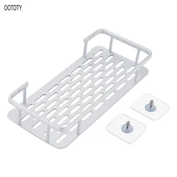 

Traceless Storage Rack Without Hook Kitchen Bathroom Toilet Storage Holder Shelf Wall Sucker Hollow Waterproof Single Layer