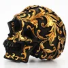 Resin Craft Black Skull Head Golden Carving Halloween Party Decoration Skull Sculpture Ornaments Home Decoration Accessories ► Photo 3/6