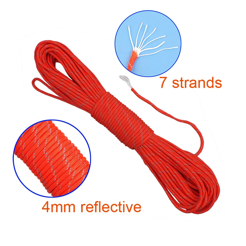 12 Colors 7 Strands Reflective Paracord For Outdoor Survival Bracelet Kit DIY Lanyard Camping Hiking Parachute Cord