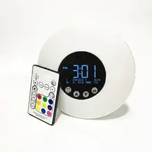 Красочные Wake Up светильник Восход светодиодные часы с будильником FM радио моделирования цифровой светодиодный Дисплей ночной Светильник Температура смарт детские светильники