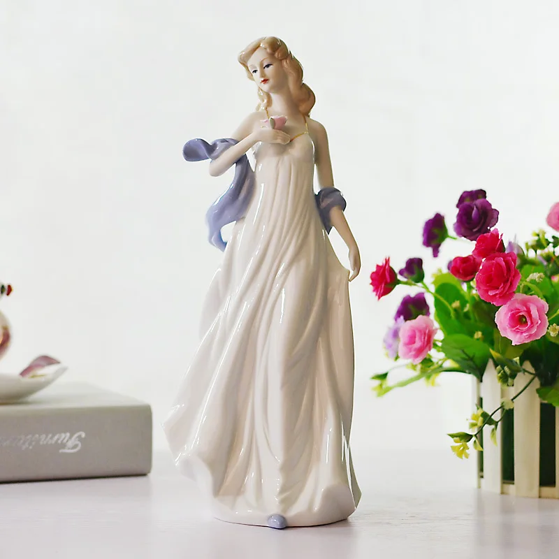 

European ceramic western beautiful girl ornament home decor crafts room decorations porcelain woman figurines wedding decoration