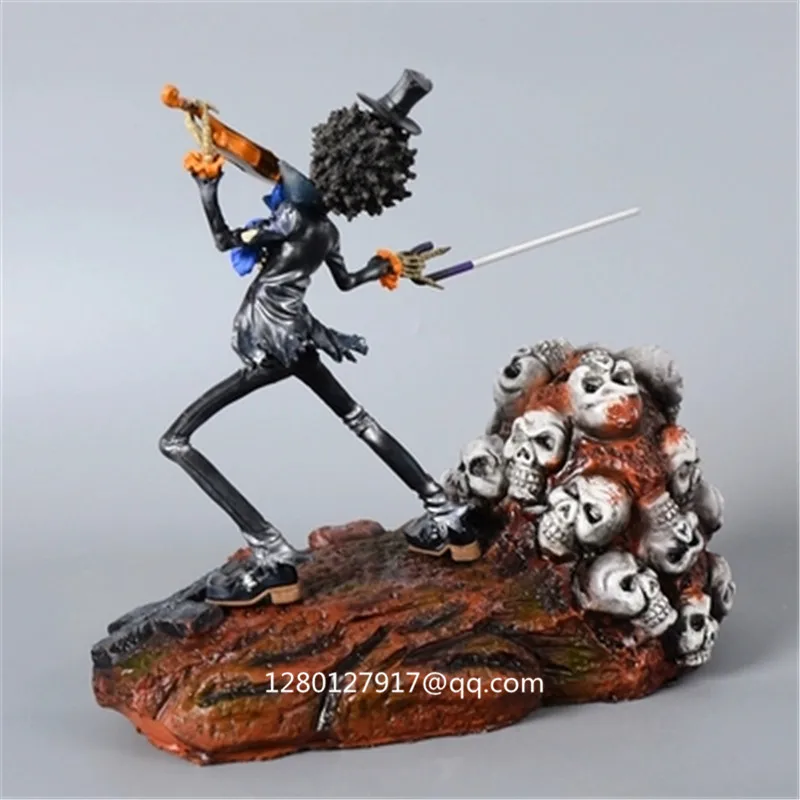 Статуя One Piece Брук череп Swordman полный Длина портрет на мобильное устройство соломенная шляпа Пираты Карибского моря бюст фигурку Грушки 23 см P1303