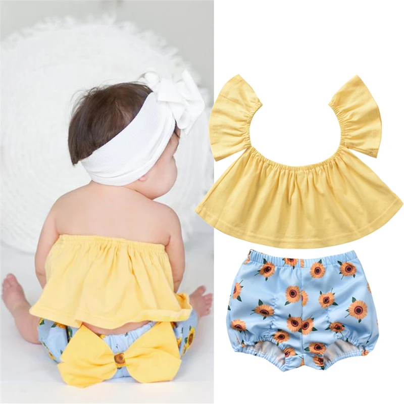 

Newborn Baby Girls Clothes Sets Sleeveless Tops Vest Floral Shorts Casual Summer Outfits Set Baby Girl Clothing 0-3Y