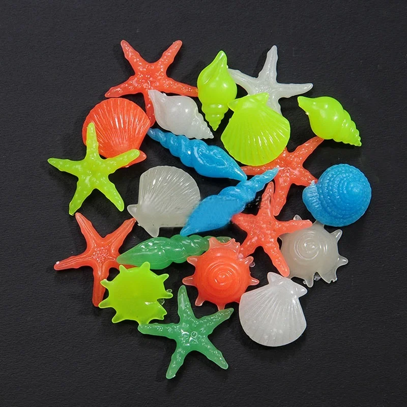 

Hot Sale 10PCS Glow in the Dark Luminous Stone Beach Conch Sea Shells Aquarium Fish Tank Decor