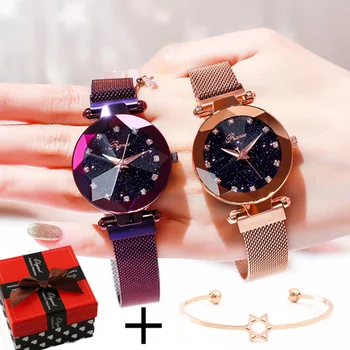 

Relogio Feminino Women Bracelet Watch Set 2018 Luxury Starry Sky Magnetic Wrist Watch Rhinestone Wristwatch zegarek damski XFCS