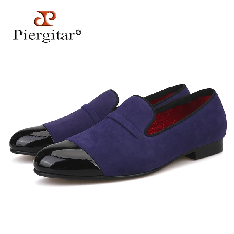 

2019New style Handcraft men velvet shoes with black patent leather toe High-grade Party Prom and Banquet Men's Loafers