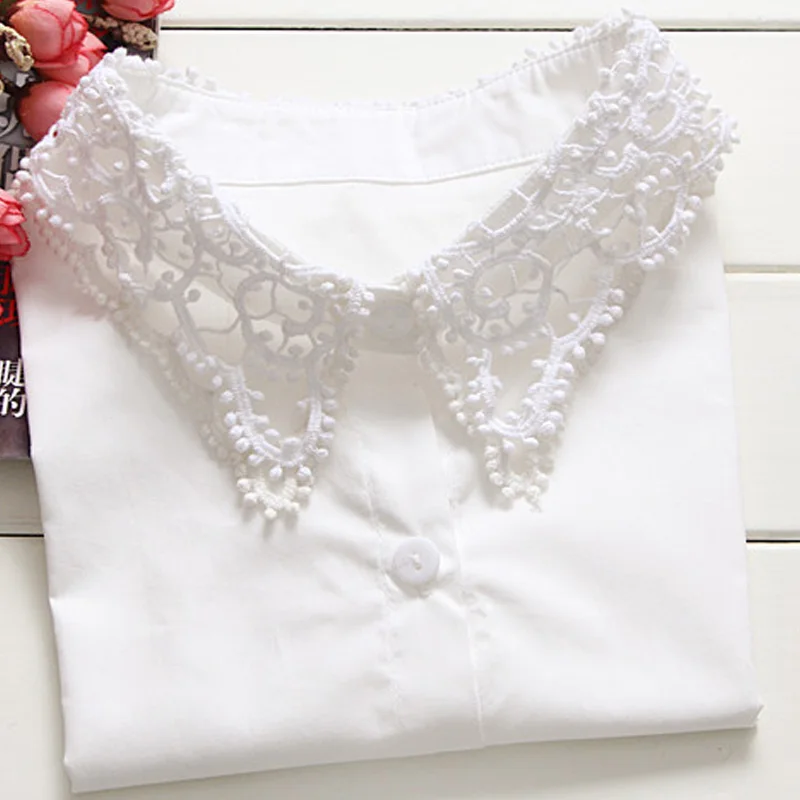 

Elegant False Collar round neck cotton white false turn down collar Fake Collar Ladies 'Lace Shirt Ladies' Lingerie Decorative