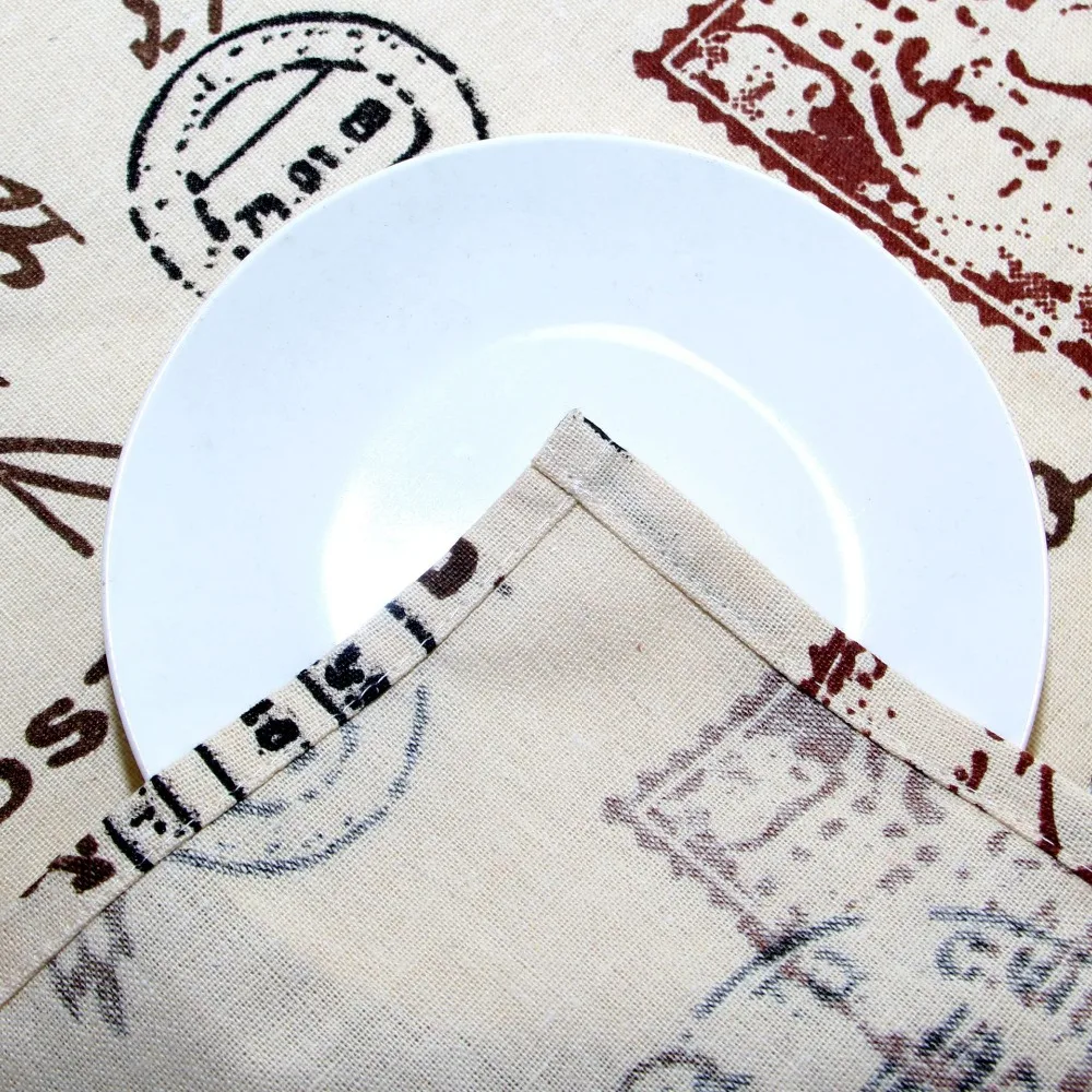 Tower Print Decorative Table Cloth Party Cotton Linen Outdoor Rectangle Dining Table Cover Birthday For Kitchen Tafelkleed Zwart