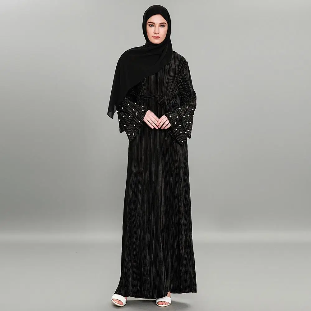 Большие размеры Vestidos Kaftan abaya Дубай Бангладеш Плиссированное Макси мусульманское платье хиджаб для женщин Катара jilбаб Турецкая