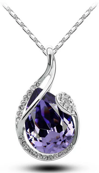 Lovely gift Free Shipping promotion quality hot popular Austrian Crystal water tear drop Pendant design Necklace fashion jewelry - Image 4