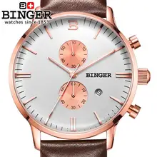 Швейцарские мужские часы люксовый бренд наручные часы Бингер кварцевые часы glowwatch кожаный ремешок Хронограф Diver B1122-6