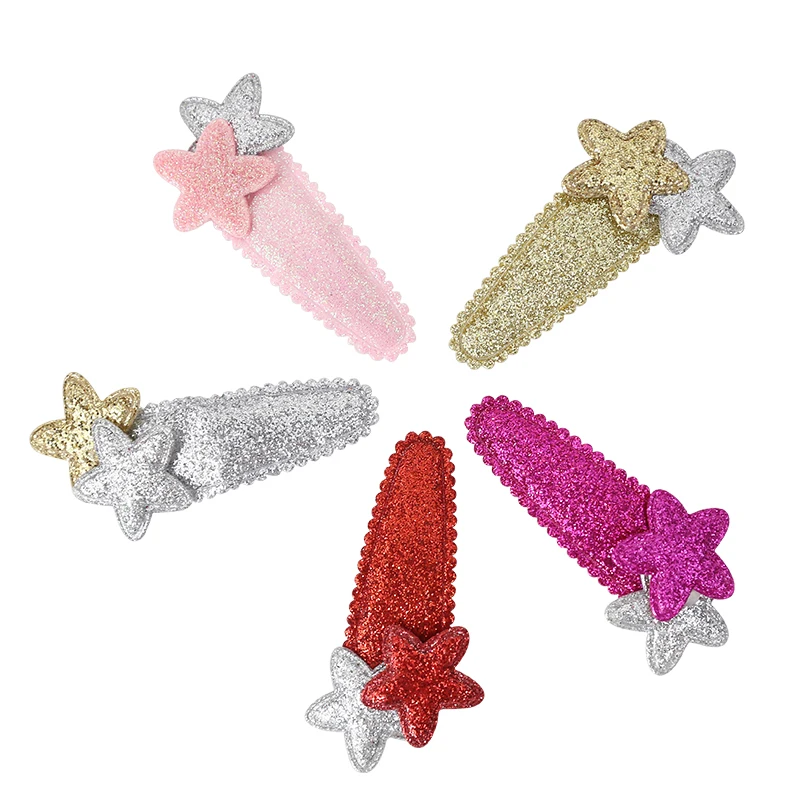 

Fahion Girls BB Clips Glitter Hairpins Double Stars Kids Hair Clips Barrettes for Children Headwear Hair Accessories 5pcs