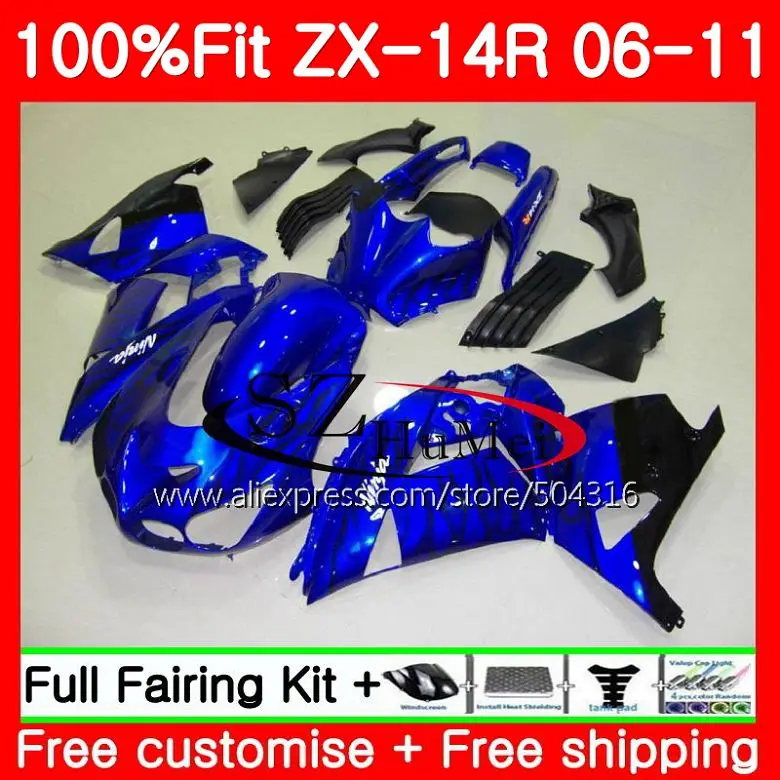 

Body For KAWASAKI NINJA ZX 14R ZX14R 06 07 08 09 10 11 blue black 23SH19 ZZR1400 ZX-14R 2006 2007 2008 2009 2010 2011 Fairings