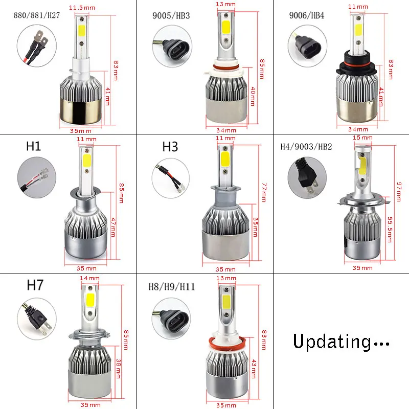 2 шт. автомобильные лампы H1 H3 9005 H4 H7 H11 9006 880 72 Вт|Передние LED-фары для авто| |
