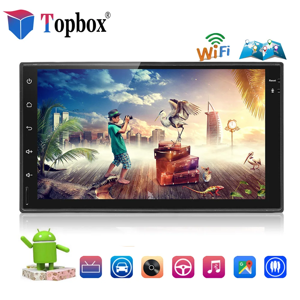 

Topbox 7" Android Car Multimedia Player 2din Universal GPS Radio Bluetooth Stereo Audio Player Touch MP5 Player With Rear Camera