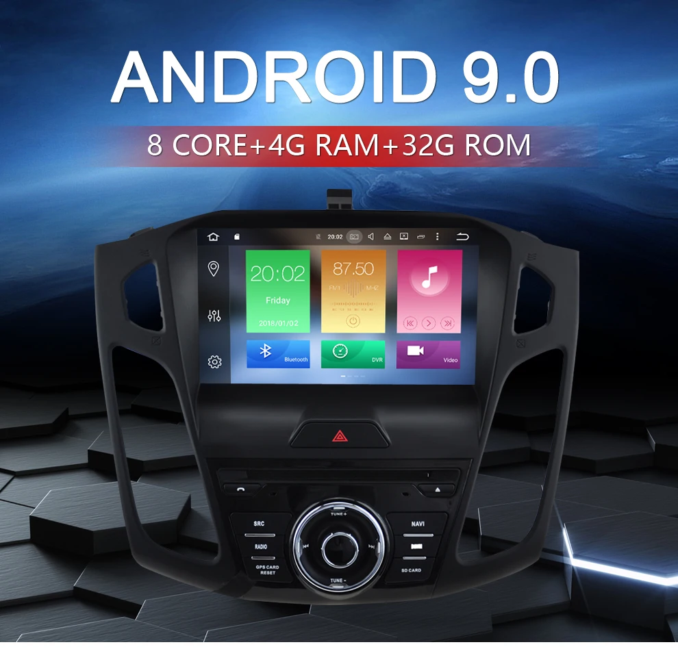 Perfect 9" IPS 4G RAM Android 9.0 Car DVD Stereo Player For Ford Focus 2015-2017 GPS Navigation Video Radio WIFI Bluetooth FM Multimedia 1 Perfect 9" IPS 4G RAM Android 9.0 Car DVD Stereo Player For Ford Focus 2015-2017 GPS Navigation Video Radio WIFI Bluetooth FM Multimedia 1