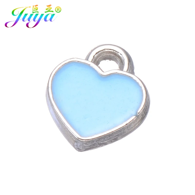 Juya серебряный цвет масляные капли эмаль сердце амулеты аксессуары для женщин мужчин малыш ювелирные изделия ручной работы браслеты изготовление сережек