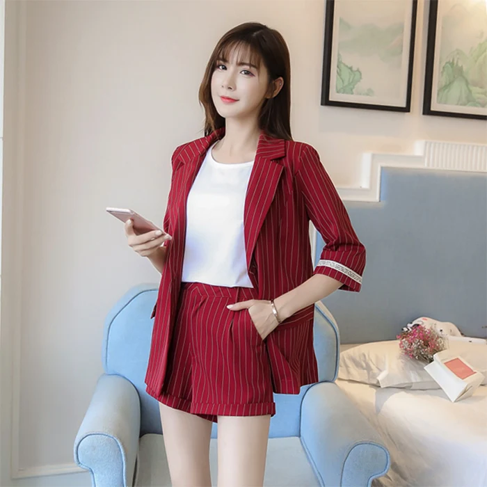 New Fashion Office Lady 2 Two Piece Set Shorts Suit Women Elegant