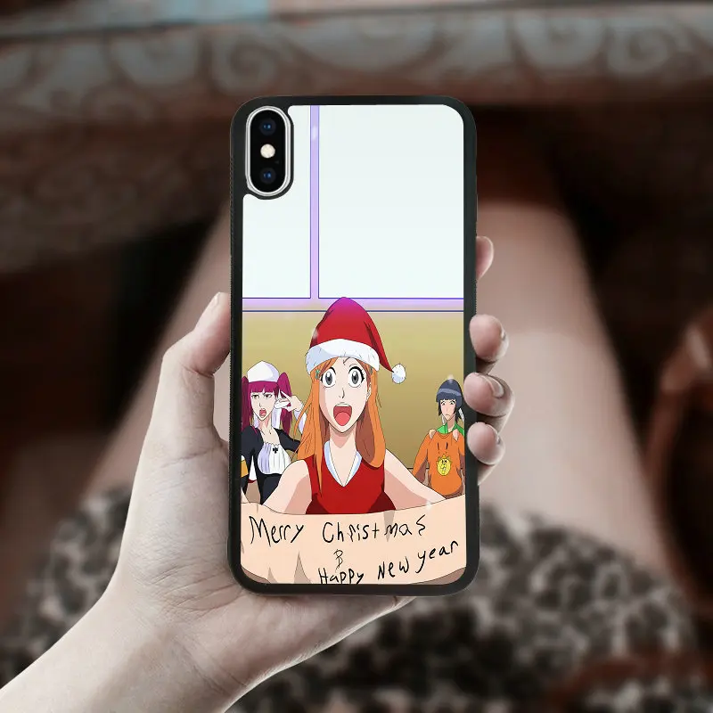 Bleach Christmas Happy new year черный чехол для мобильного телефона PC TPU Противоударная задняя