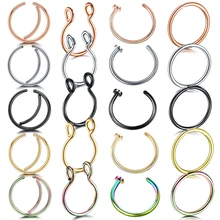 1 шт./лот 20 г стальное кольцо в носу кольцо для пирсинга Nariz розовое золото поддельные перегородки кольцо 18 г пирсинг Oreille серьги на Козелок поддельные Percings