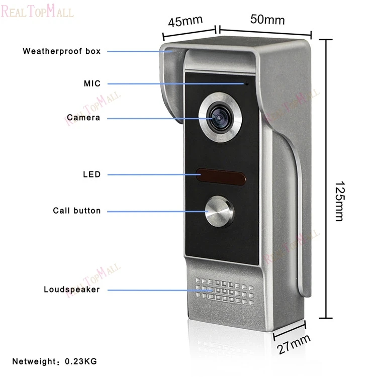 video door phone outdoor camera show  size information