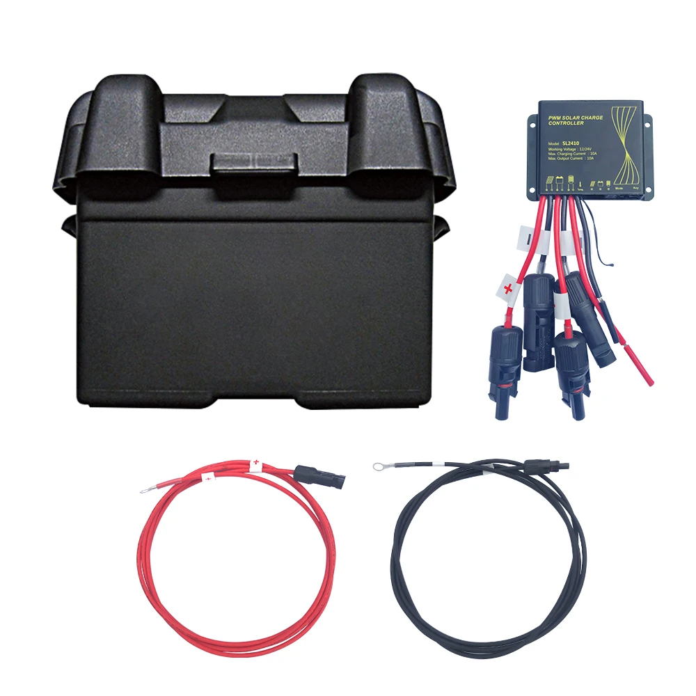 

Portable Battery Box Carrier With USB Charger Meter Breaker & 12V Socket + 10A Controller +Battery connector for Car RV Camping