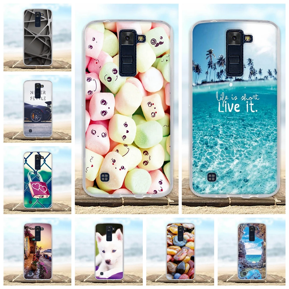Koop Voor LG K7 K8 Lte Case Back Cover Soft Silicone TPU Fundas Coque Voor LG k7 K8 Telefoon Gevallen 3D schattige Dieren Voor LG K10 2016 2017 zak