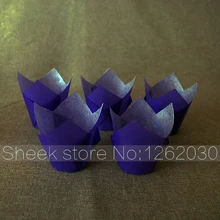 100 шт./упак. фиолетовый Тюльпан Кекс вкладыши/Тюльпан Форма для маффинов кексов выпечки бумажные подставки