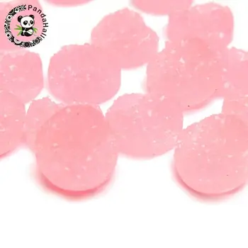 

20Pcs Drusy Resin Cabochons, Flat Round, 12x5mm