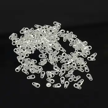 

3000pcs Brass Chain Tabs, Silver Color, about 3mm wide, 6mm long, hole: 1mm