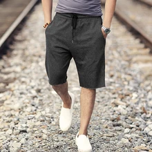 Летняя новая мужская трендовая серая пляжная одежда свободного кроя в повседневном стиле х/б мужские шорты модный бренд эластичная талия Твердые Европейский стиль шорты K885