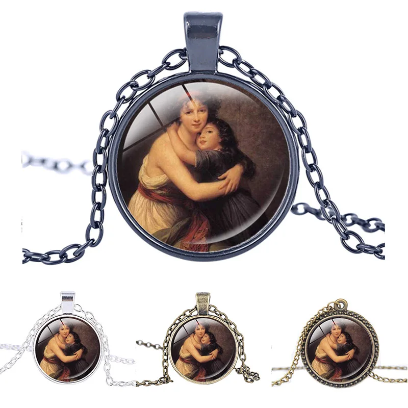 

Self portrait with Her Daughter necklace Elisabeth Louise Vigee LeBrun jewelry Cabochon Jewelry Vintage Choker pendant Necklaces