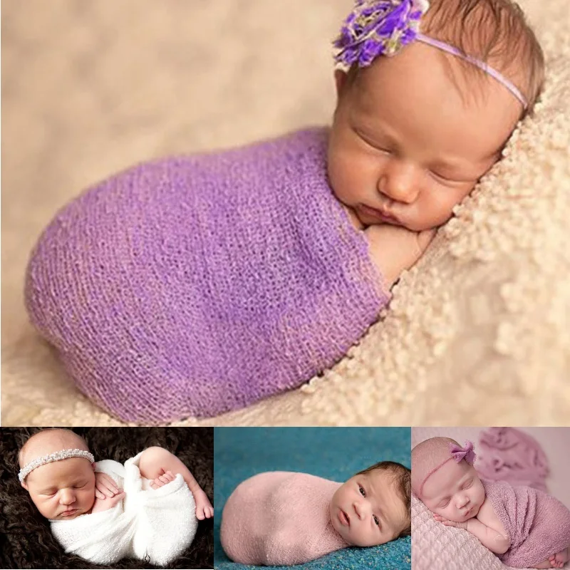 Hooyi новорожденного кровать Обёрточная бумага пеленание стрейч конфеты Pure детский наряд для фотосессии шаль для получения одеяла младенцев реквизит