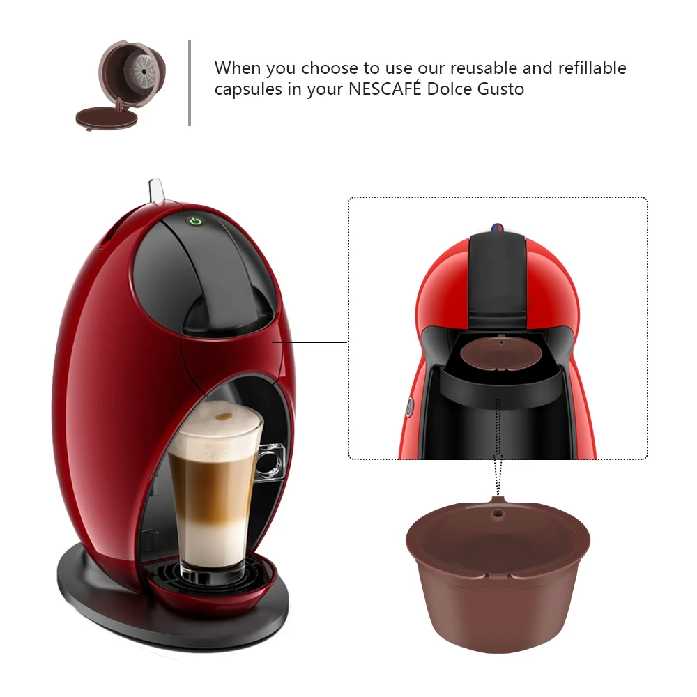 

creative 1pcs Refillable Dolce Gusto Coffee Capsule With 1Pcs Plastic Spoon Reusable Compatible For Nescafe Dolce Gusto