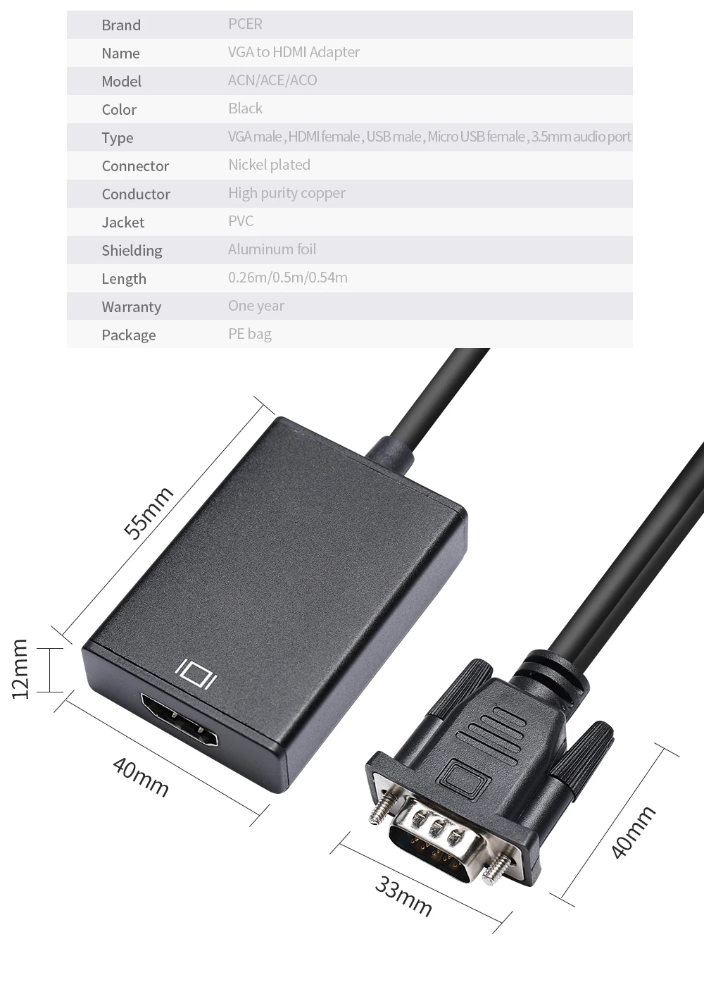 VGA к HDMI адаптер VGA Мужской к HDMI Женский VGA HDMI конвертер дополнительный USB аудио кабель для компьютера дисплей экран проектор ТВ