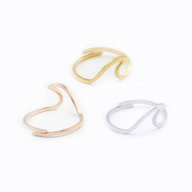 Simple Summer Beach Wave Ring Handmade Wire Wrap Surf Rings For Women Stainless Simple Summer Beach Wave Ring Handmade Wire Wrap Surf Rings For Women Stainless