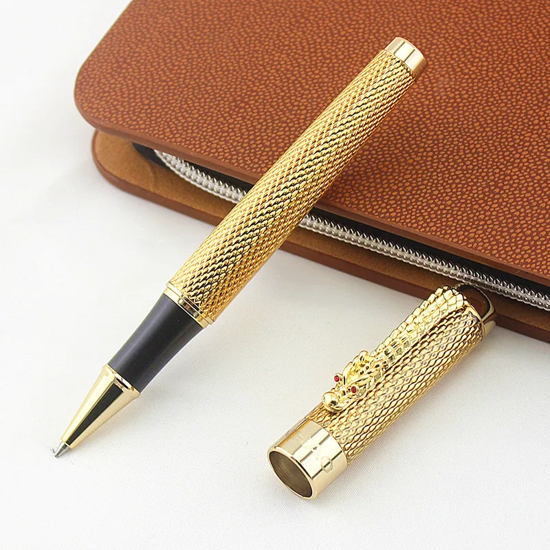 JINHAO 1200 Роскошная металлическая ручка с драконом Canetas с золотым зажимом, черная ручка с заправкой, деловая ручка для руководителя, быстрое письмо, шариковая ручка, подарочная коробка