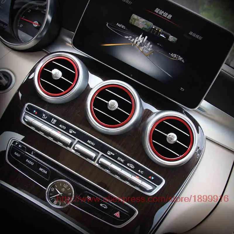 25sets Air outlet sticker/Instrument panel Air outlet decoration ring sticker for Mercedes Benz 2015-2018 C class W205  GLC