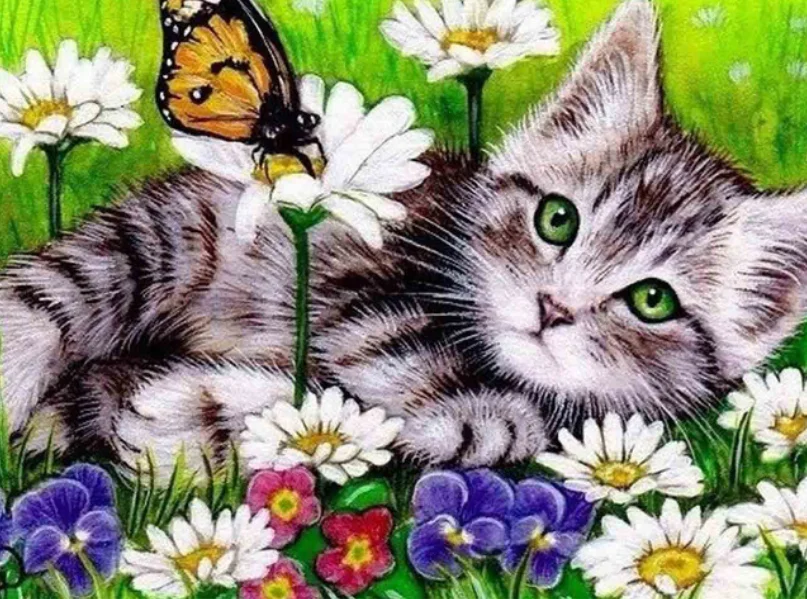

DIY 5D Diamond Painting Cat Animals Embroidery Cross Stitch Rhinestone Picture Full circular Diamond Home Decor