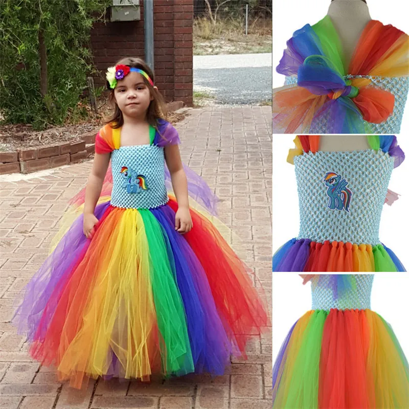 2018 Children Girls Rainbow Tutu Dress Kids Girl Little