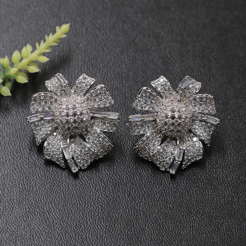 Lanyika Fashion Jewelry Dubai African Popular Lucky Sunflower Stud Earrings Cubic Zircon Wedding Daily Luxury Best Gift | Украшения и